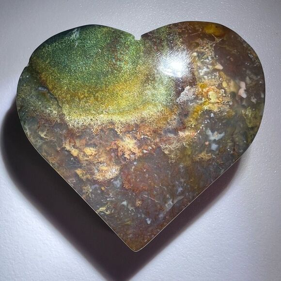 Moss Agate Crystal Heart‎ (#12) - Picture 7 of 12